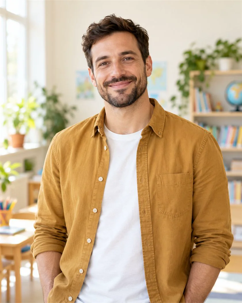 Illustrative portrait of Carlos, language coach